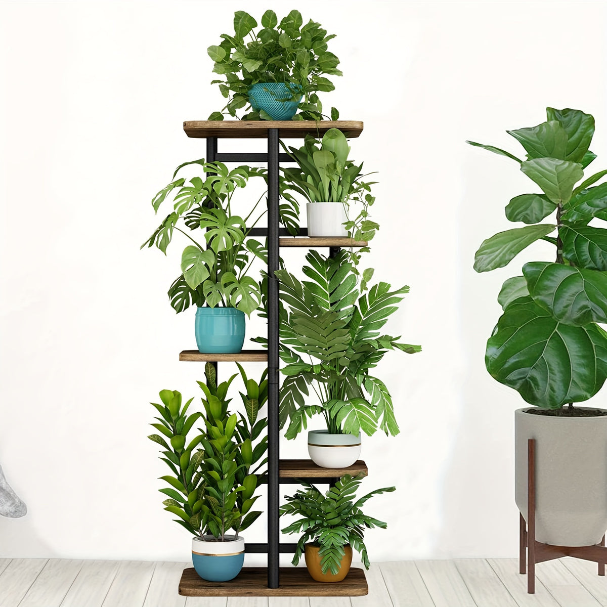 Indoor Plant Shelf for Multiple Plants, Decorative Plant Display Stand for Living Room Corners, Balcony Arrangements and Home Garden Pot Organization