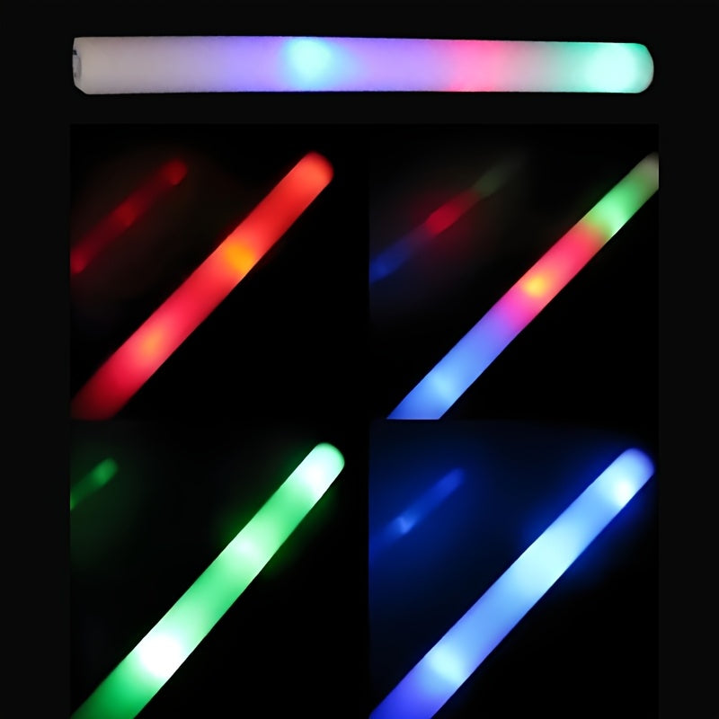 Bulk LED Foam Glow Sticks with Three Listed Flicker Modes, 30 or 50 Piece Party Favor Packs for Weddings, Birthdays, Concerts, Christmas and New Year Celebrations