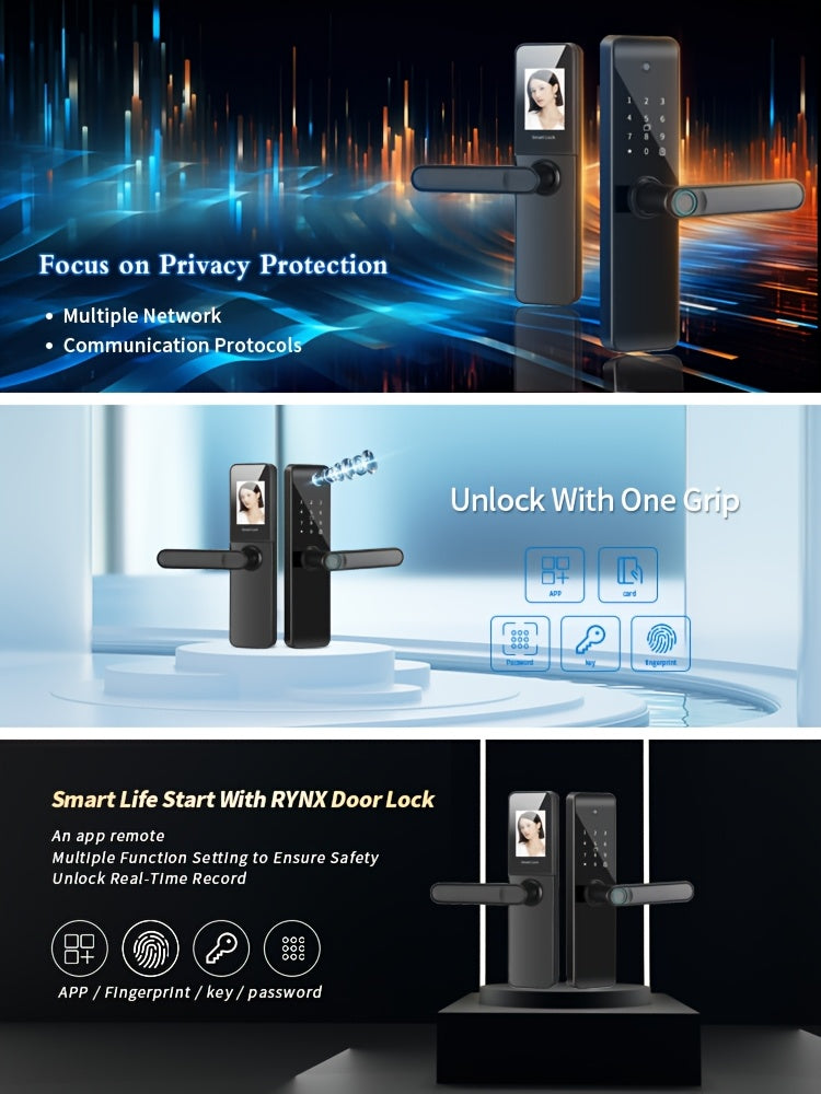 Fingerprint Door Lock with Wide-Angle Camera & Keypad, Biometric Keyless Entry Lock, WiFi Smart Lock with App, for Homes, Rentals, Offices & Hotels, Multiple Models