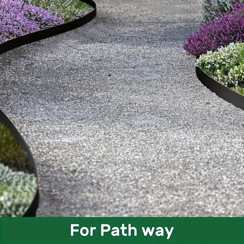 No-Dig Landscape Edging Kit, Flexible HDPE Garden Border with Anchoring Spikes for Flower Beds, Lawn and Pathways, Black or Green with Optional Hammer