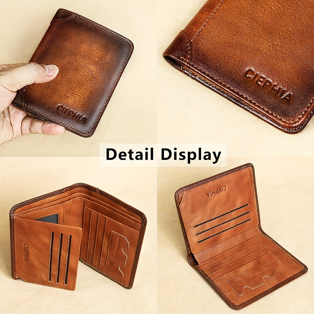 Genuine Leather Wallet for Men with Money Clip, Oil Wax Cowhide and Bifold Style Options, Vintage Daily Carry Accessory in Fourteen Listed Variants