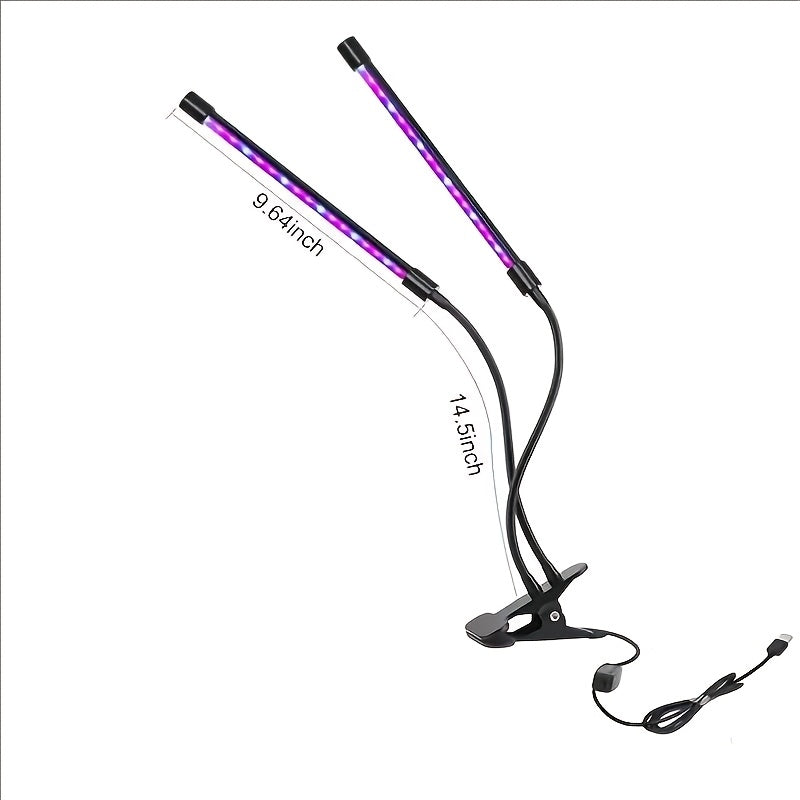 Clamp LED Grow Light with One, Three or Four-Tube Options, Listed Five Brightness Levels and 3, 9 or 12-Hour Timer for Indoor Plant Care and Home Gardening