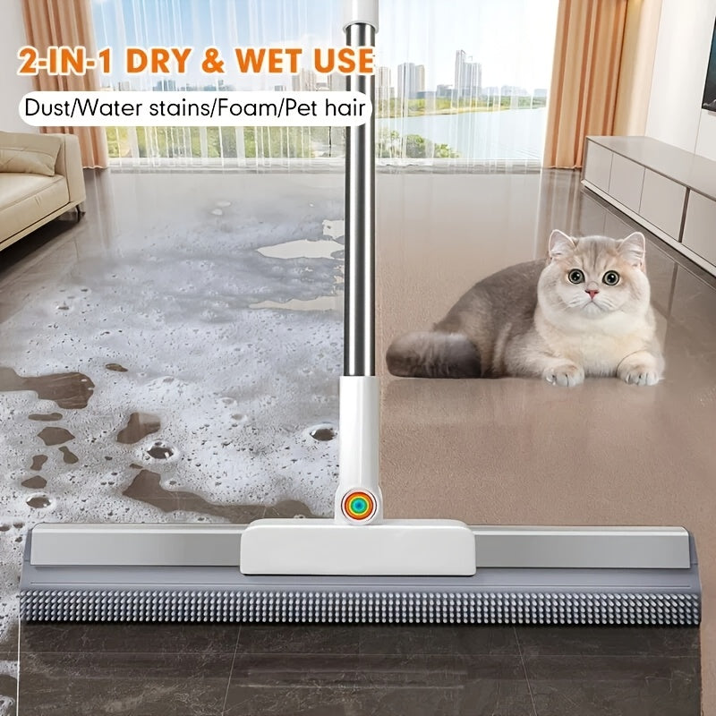 Pet Hair Removal Floor Broom, Long-Handle Household Cleaning Tool with 30cm, 40cm or 50cm Size Labels for Compatible Tile, Carpet and Everyday Room Cleanup