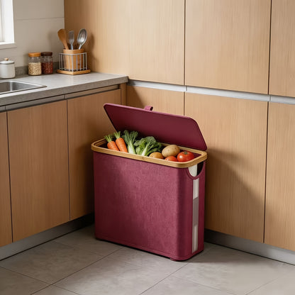 Toilet Paper Storage Basket with Bamboo and 600D Oxford Cloth References, Listed 9–12 Roll Capacity Bathroom Organizer in Five Color Options