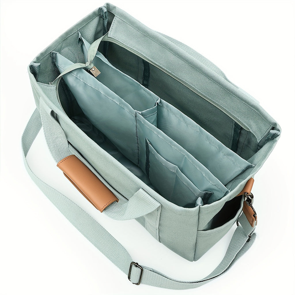 Women's Tote Bag with Three Inner Compartments and Front Zipper Pocket, Small or Large Shoulder and Crossbody Handbag Options for Work, Travel and Daily Carry