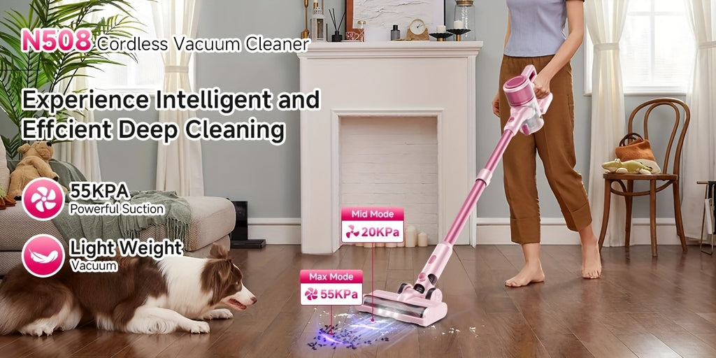 LED-Lit Convertible Stick Vacuum with Listed 55kPa Suction, Handheld Cleaning Format and Nine Color Labels for Compatible Floors, Carpets and Pet Hair Cleanup
