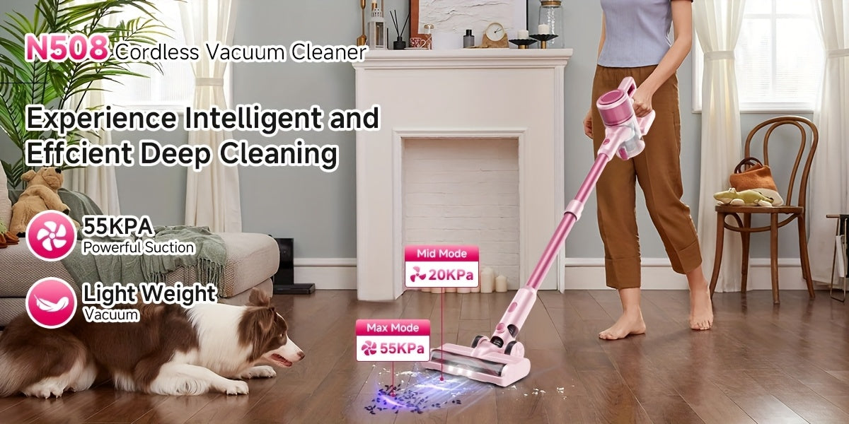 LED-Lit Convertible Stick Vacuum with Listed 55kPa Suction, Handheld Cleaning Format and Nine Color Labels for Compatible Floors, Carpets and Pet Hair Cleanup