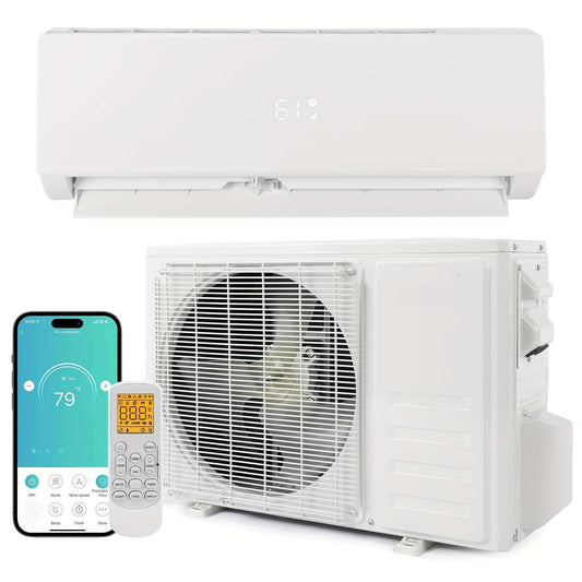 Ductless Mini Split Air Conditioner and Heat Pump, 11500 BTU WiFi Inverter System with Remote Control, Installation Kit and Washable Filter