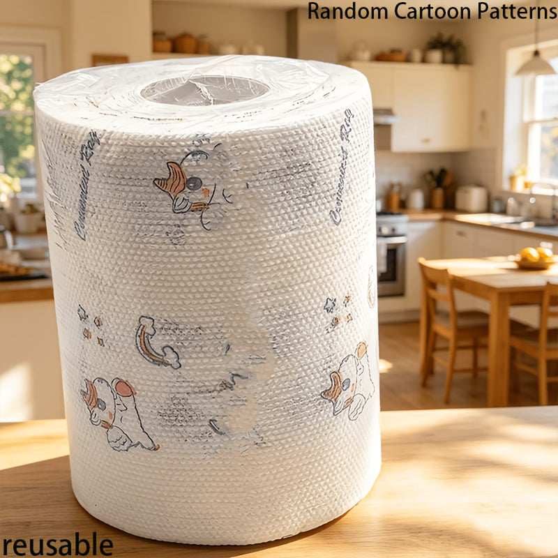 1 Roll (800 Sheets) High Efficiency Disposable Kitchen Paper Towels - Washable, Wet And Dry, Lazy Rag for Home Cleaning (Multiple Styles), Use Scene Kitchen, Living Room, Bedroom, Outdoor, Holiday Party