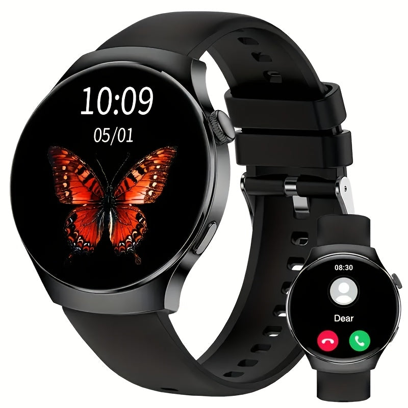 Round Screen Fitness Tracker Watch with Step Counter and Music Control, Listed Running, Cycling and Walking Modes in Black or Gray Everyday Watch Options