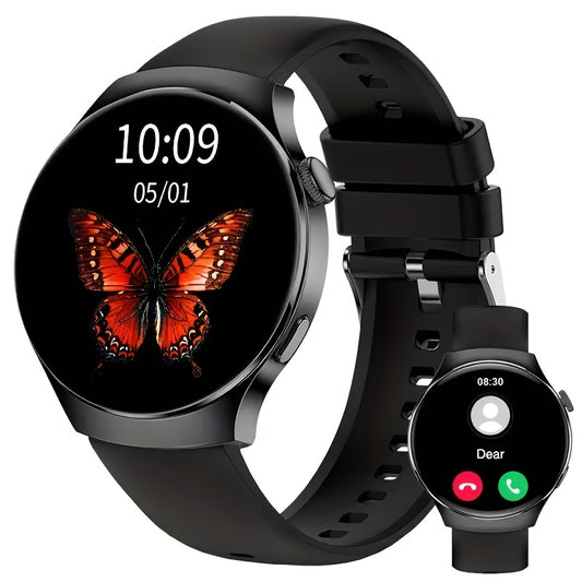 Round Screen Fitness Tracker Watch with Step Counter and Music Control, Listed Running, Cycling and Walking Modes in Black or Gray Everyday Watch Options