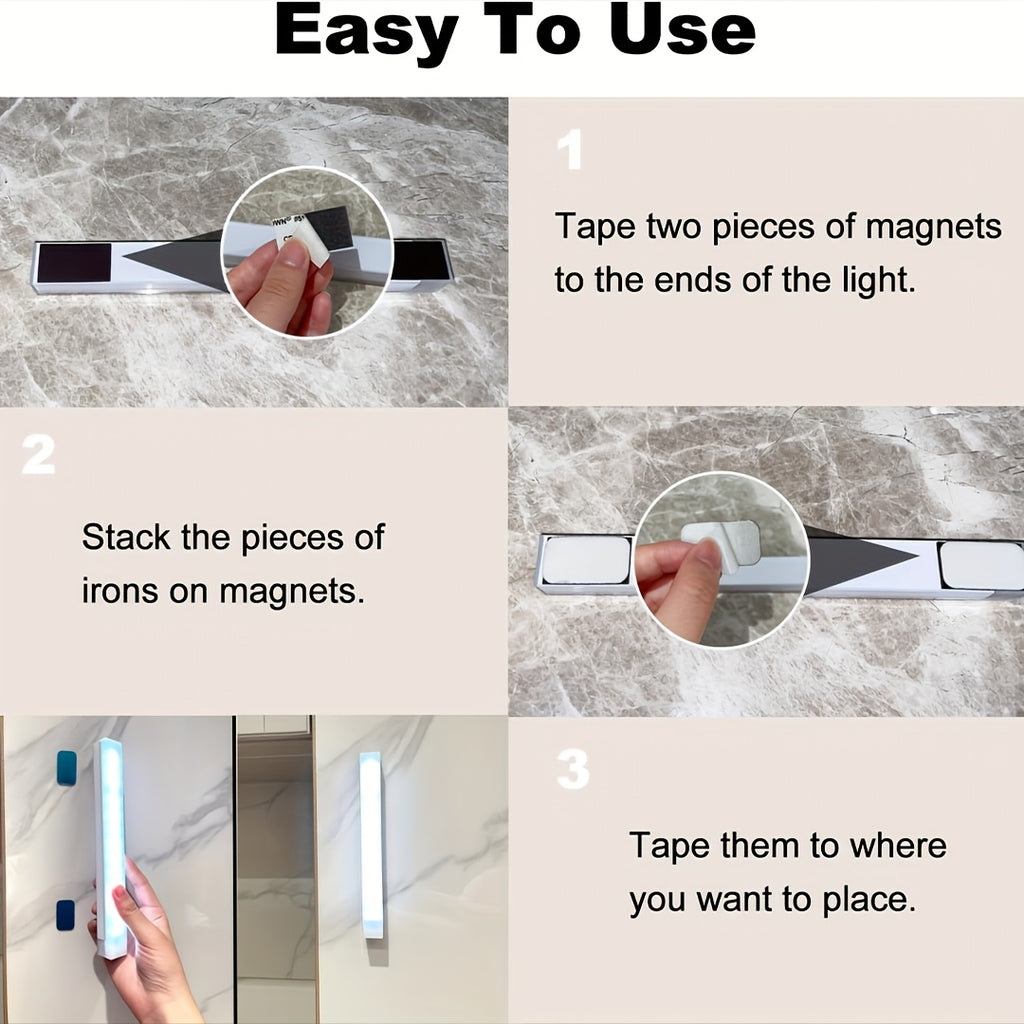 Magnetic Motion Sensor Cabinet Lights in Twelve-Piece Options with Listed USB Rechargeable Design and Three Modes, 10, 20 or 30cm Sizes for Indoor Storage Areas