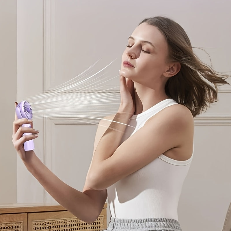 Rechargeable Handheld Fan 3-Pack in Pink, Purple and Black with Three Speeds, USB-C Charging and Listed 180-Degree Adjustment for Travel and Summer Outings