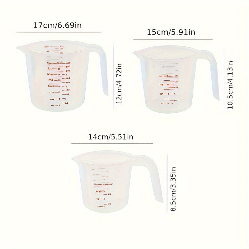 Nesting Measuring Cup Set, Three-Piece Kitchen Measuring Tools with Listed 250ml, 500ml and 1000ml Capacities for Metric Recipes and Home Baking Preparation