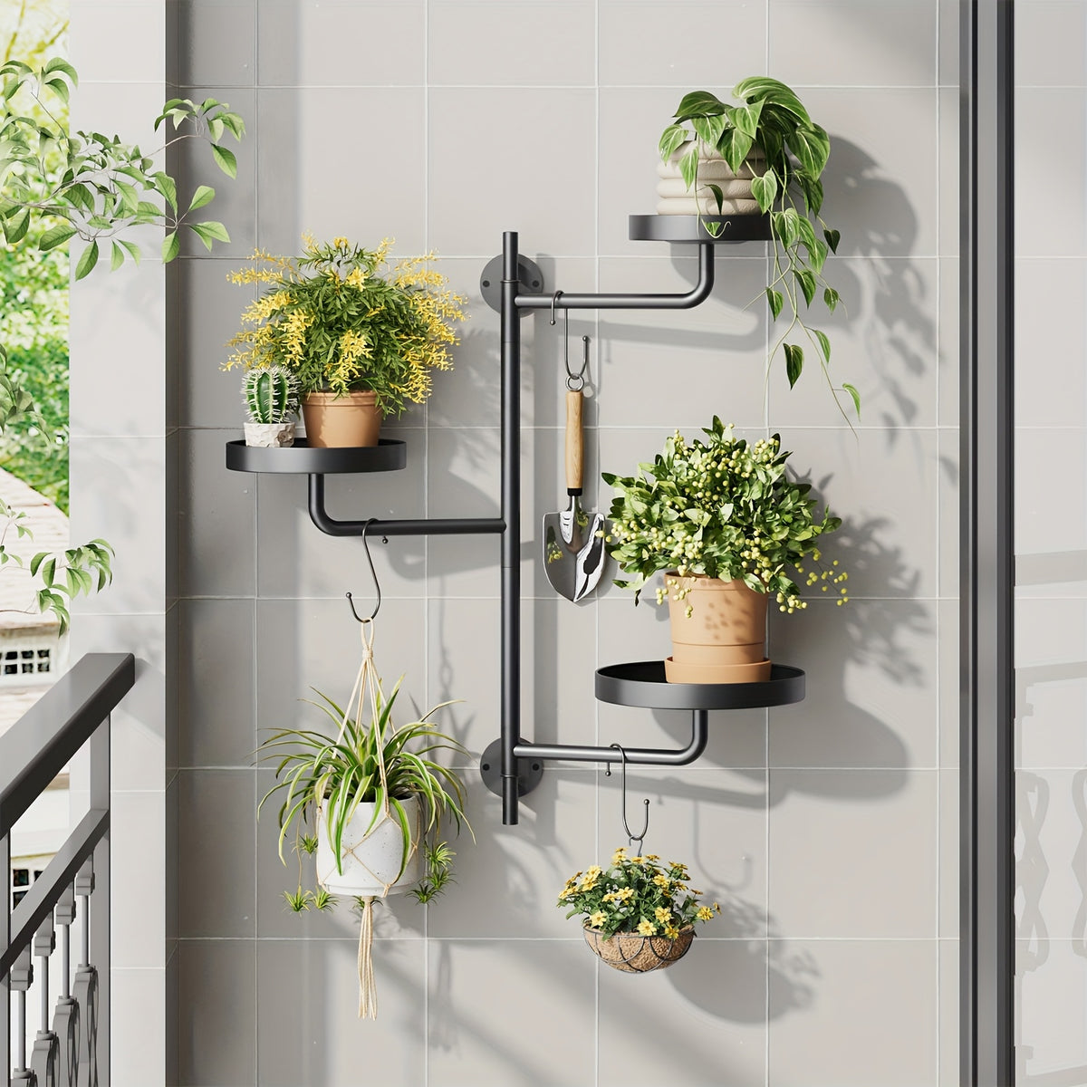 Rotating Wall Plant Stand with Three-Tier Metal Design for Indoor Potted Plant Displays, Window-Area Decor and Living Room Arrangements, 3pcs Option