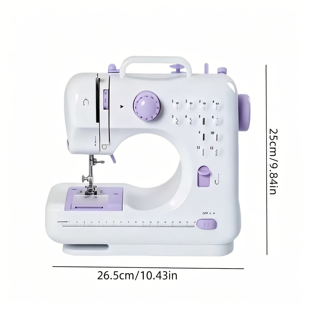 Dual Speed Sewing Machine for Beginners with Listed 12 Stitches, LED Work Light, Foot Pedal and 12-Color Thread Set, Portable Mini Electric Design for Home Craft Projects