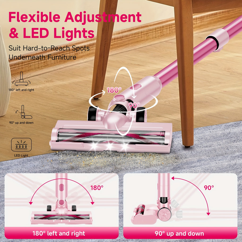 LED-Lit Convertible Stick Vacuum with Listed 55kPa Suction, Handheld Cleaning Format and Nine Color Labels for Compatible Floors, Carpets and Pet Hair Cleanup