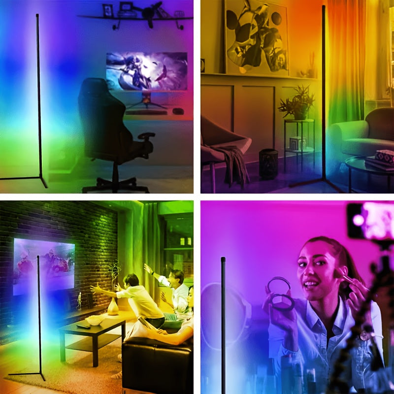 Music Sync RGB Floor Lamp with Listed 56-Inch Height, USB Power, App and 24-Key Remote Control, Black or White Stand in One or Two Packs for Indoor Mood Lighting