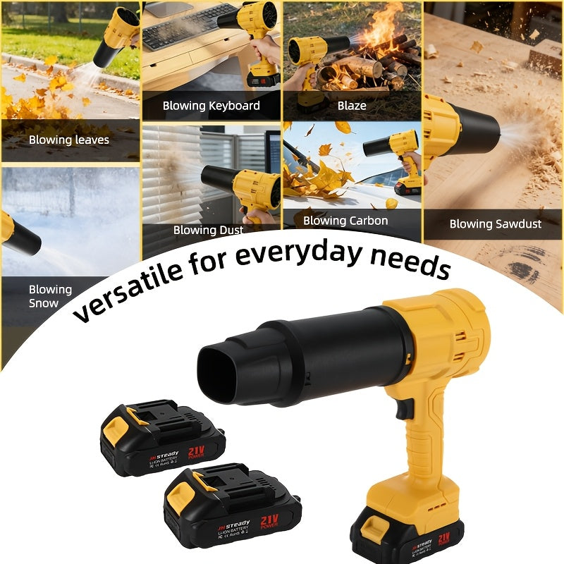 Variable-Speed Cordless Leaf Blower with Listed Six Settings and Extension Nozzle, Black Two-Battery or Green One-Battery Gift-Labeled Options for Yard Cleanup