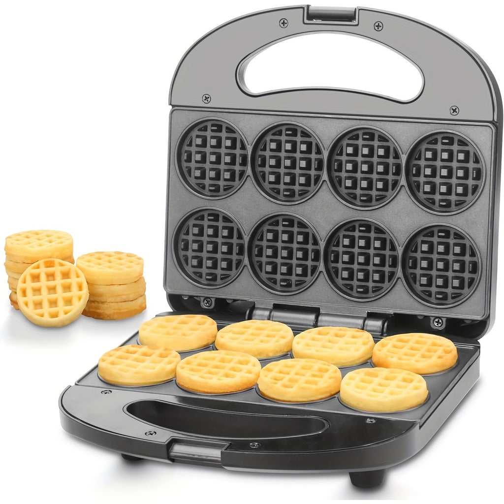 Eight-Bite Mini Waffle Maker with Nonstick Cooking Plates, ABS07-C Compact Desktop Waffle Iron for Listed 2-Inch Breakfast Bites, Snacks and Desserts