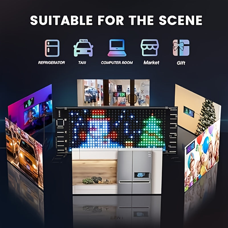 Flexible Programmable LED Sign Panel, 5V USB-Powered Matrix Display with Bluetooth App Control for Custom Text, Patterns and Animations in Stores and Events