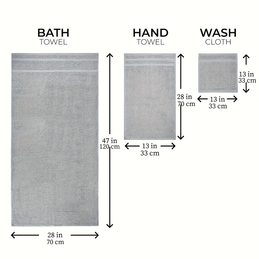 Cotton Bath Towel Set in Solid Colors with Named 16 or 32 Piece Packages and Additional Color Choices for Household Bathroom Linens and Guest Washroom Use