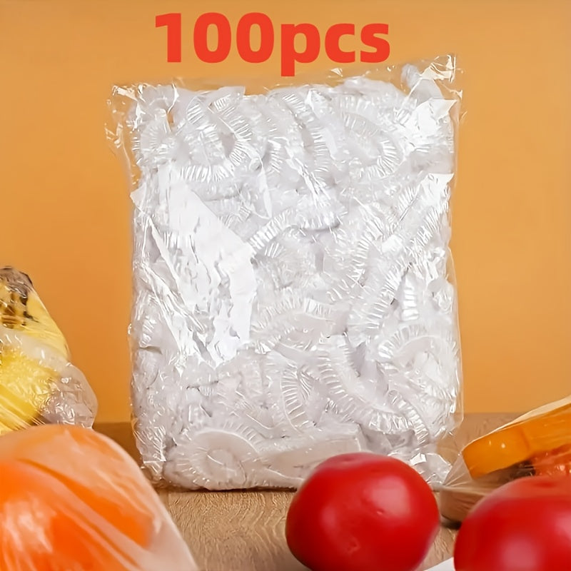 100-Piece Plastic Food Covers for Compatible Bowls, Plates, Fruits and Vegetables, Kitchen Covering Supplies for Everyday Meal Preparation, Picnics and Barbecues