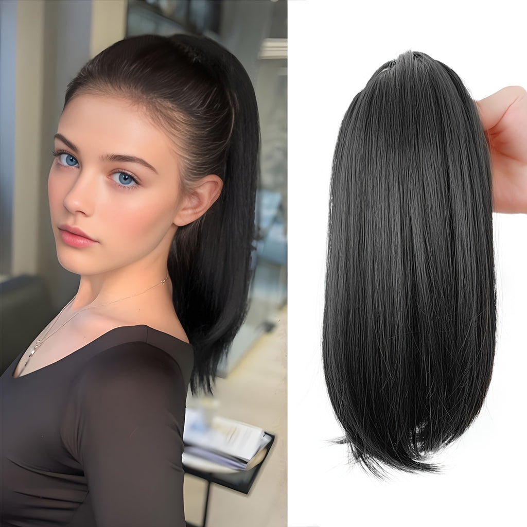 10-Inch Curly Claw Clip Ponytail Extension, Short Synthetic Hairpiece for Women in Natural Black, Black Brown, 2/33 or Light Brown for Everyday and Occasion Styling