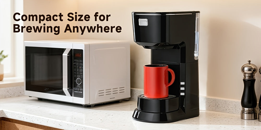Compact One-Button Coffee Maker for Home, Everyday Coffee Machine with Simple Start Control in Black or White for Kitchen Counters and Morning Routines