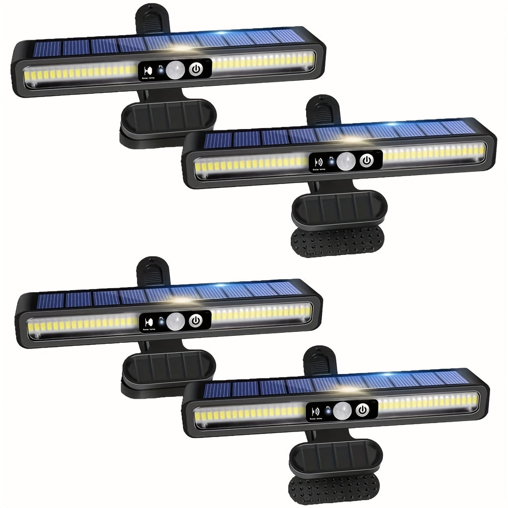 Solar Motion Sensor Light with Clip-On or Wall Mounting and Listed 36 LEDs, One, Two or Four-Pack Options for Outdoor Fence, Courtyard and Camping Lighting