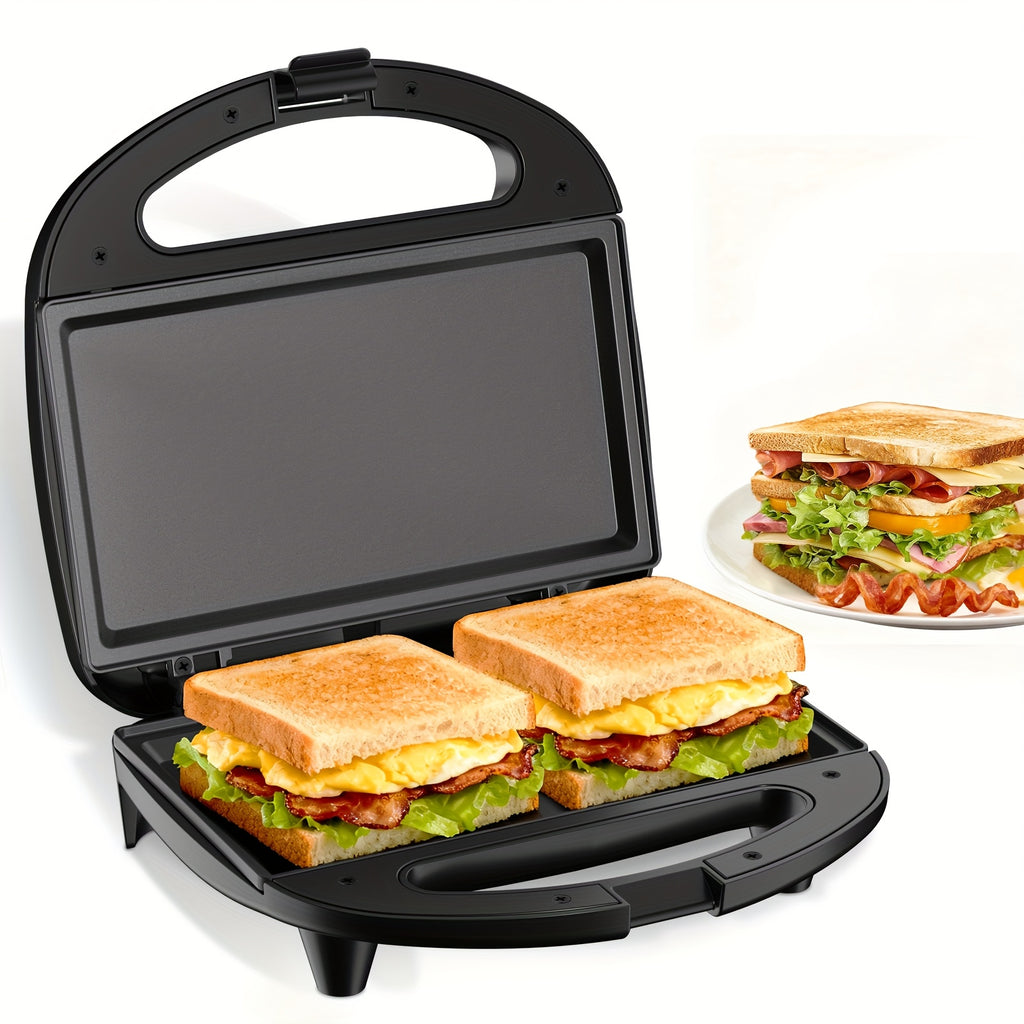 Flat Plate Sandwich Maker, 750W 2-Slice Grilled Cheese Toaster with Nonstick Cooking Surfaces, Indicator Lights and Cool-Touch Handle for Home Kitchens