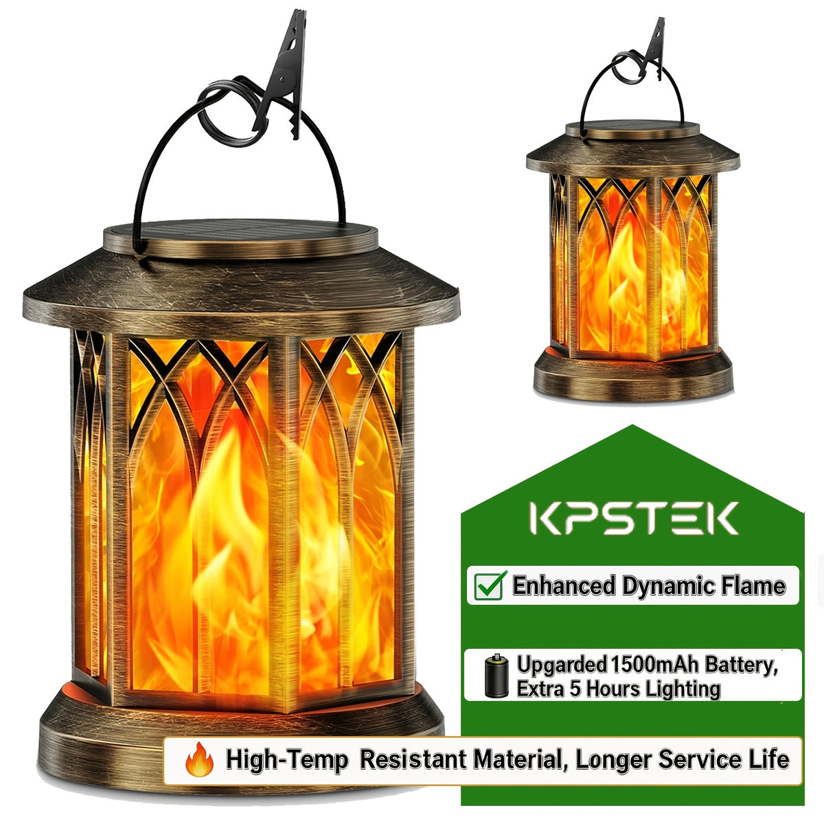 Flickering Flame Solar Hanging Lanterns, Black or Bronze 2-Pack and 4-Pack with Automatic On and Off and Listed IPX5 Rating for Garden and Patio Decor