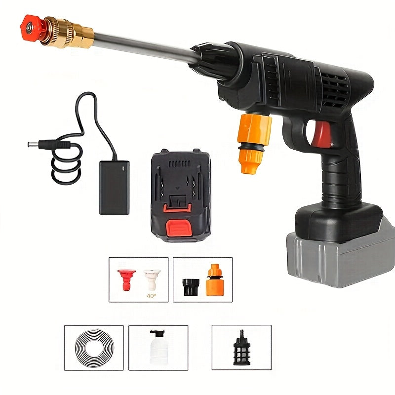 Cordless Pressure Cleaner with Single or Dual Rechargeable Battery Options, Foam Nozzle Reference and Multiple Color Labels for Car Care and Outdoor Cleanup