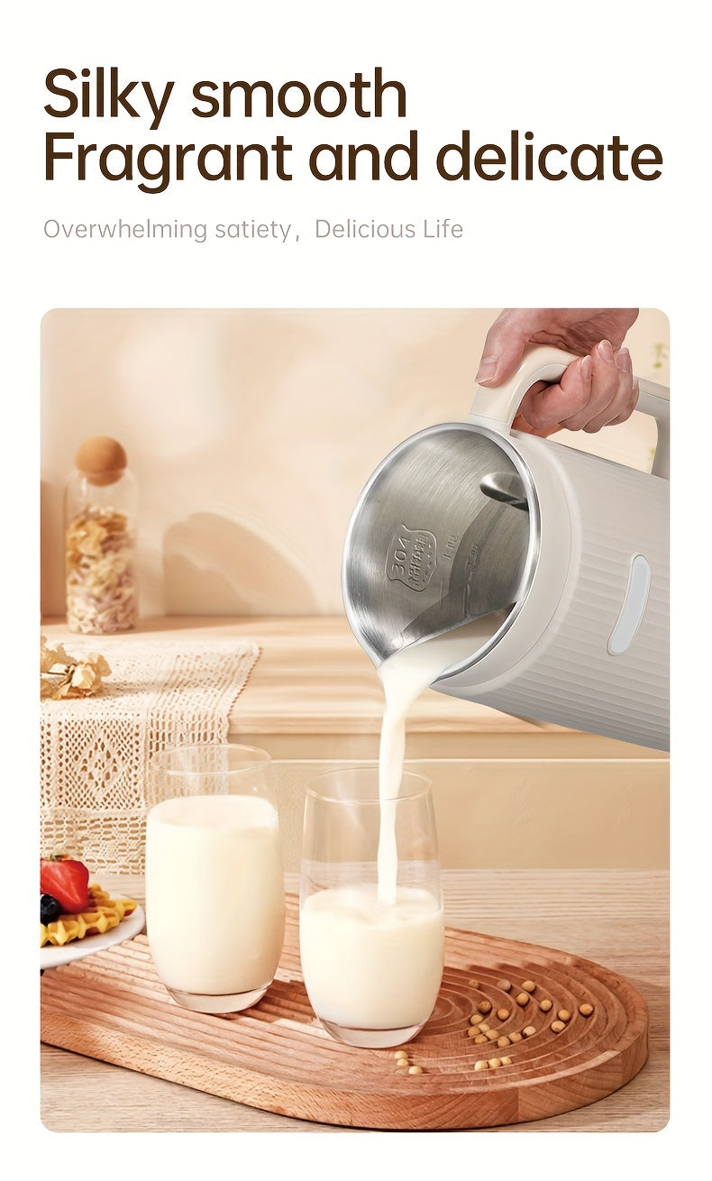 Plant-Based Milk Maker 35 oz with Listed Eight-Blade Design, Off-White Nut and Soy Beverage Machine with Delay Start, Keep Warm and Self-Cleaning Functions