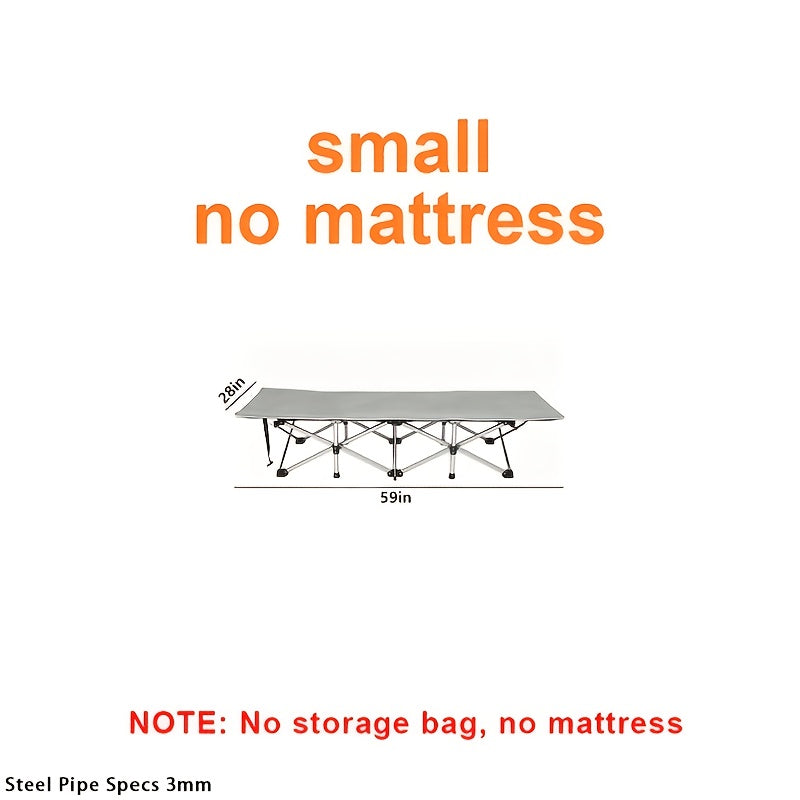 Portable Folding Camping Bed for Adult Guest Rest and Outdoor Trips, Black or Grey Model Labels with Listed 500, 600 or 700 lb Ratings and No Mattress Option