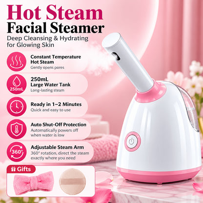 At-Home Facial Steamer Options for Personal Skin Care, Portable, Upgraded and Flagship Models with Listed Rotatable Arm and Accessory References