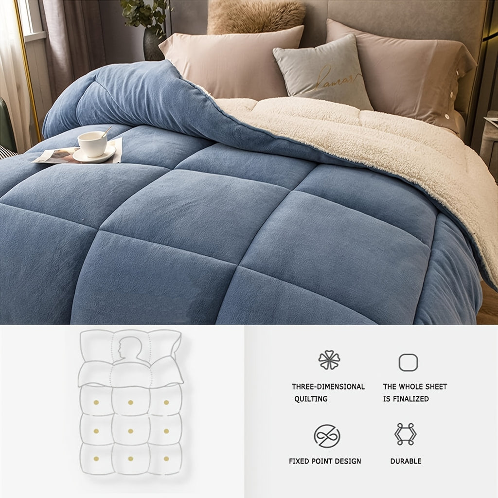 Sherpa Fleece Blanket with Listed Reversible Plush Microfiber Design, Twin XL, Full, Queen and King Options for Sofa Lounging and Cozy Bedroom Layering