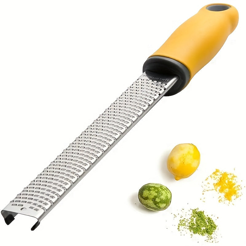 Manual Stainless Steel Zester Grater for Lemon, Cheese, Ginger and Garlic, Single Kitchen Prep Tool in Yellow, Red or Black for Everyday Home Cooking