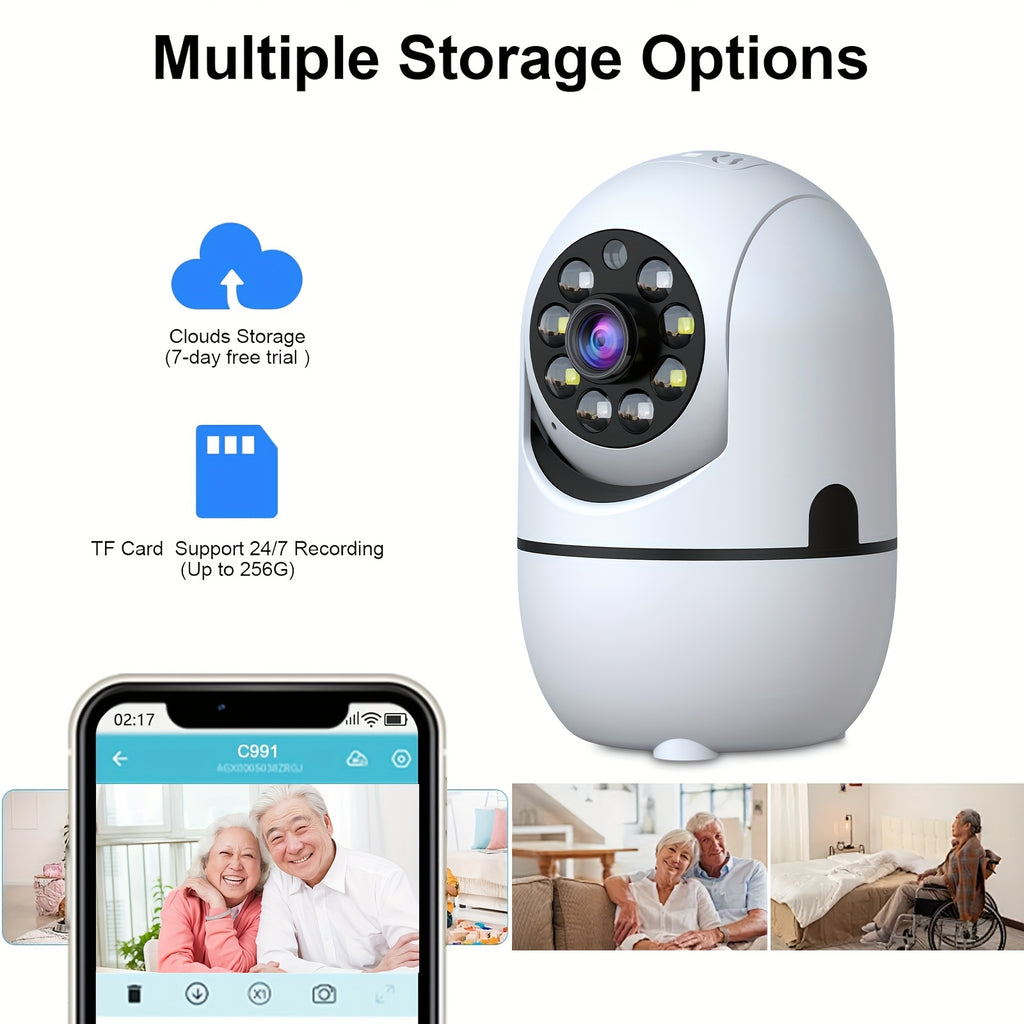 Indoor Pan Tilt Security Cameras, 4-Pack with 355° Pan, Night Vision, Motion Detection, Two-Way Talk, Dual-Band WiFi and Cloud or SD Storage
