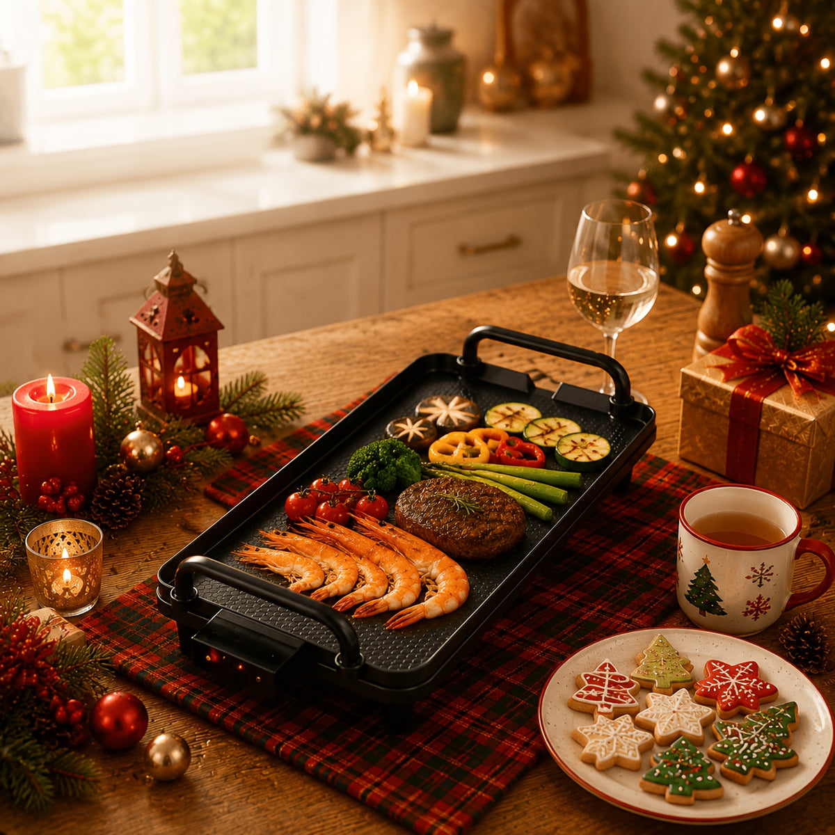 Black Electric Griddle with Nonstick Cooking Surface for Egg and Breakfast Preparation, 15.35 x 8.66 or 22.83 x 10.24 Inch Model Labels for Home Meals