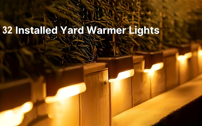 Warm White Solar Step Lights, 16 or 32-Pack Outdoor LED Accents with ABS Housing, Screw Mounting and Automatic On/Off in Black, White or Brown