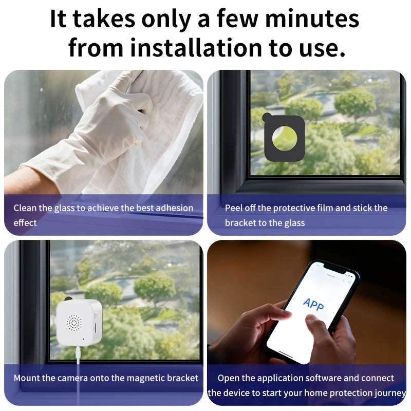 Indoor Window Security Camera with Listed 6MP Imaging, 2.4GHz and 5GHz WiFi, Full-Color Night Vision and Motion or Human Detection, One- or Two-Piece Options