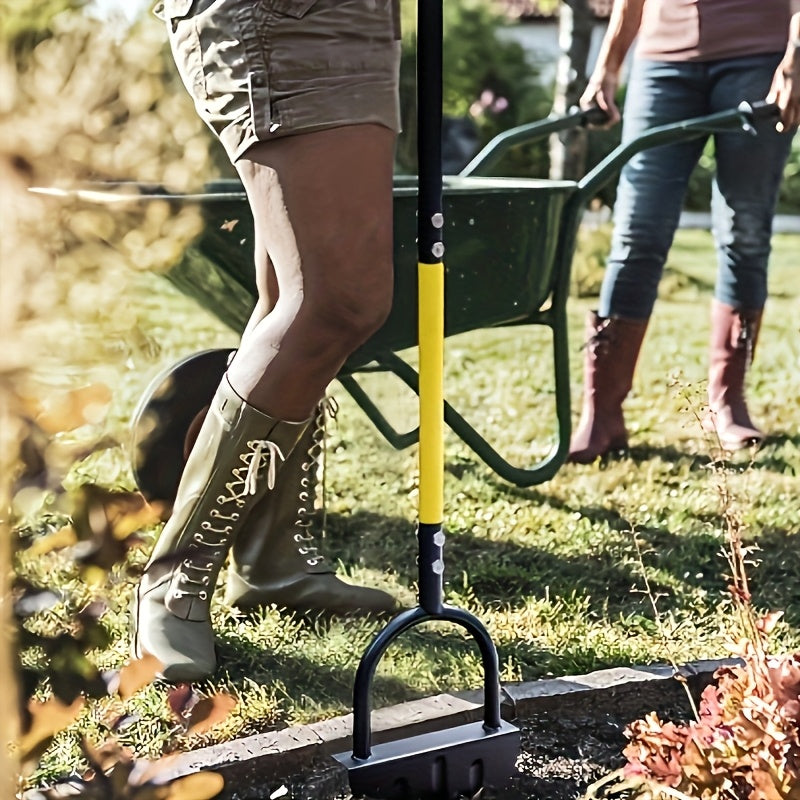 Serrated Manual Lawn Edging Shovel with Handle and Step-Edge Design Reference, Hand-Operated Garden Border Cutting Tool in Manual Trimmer Option
