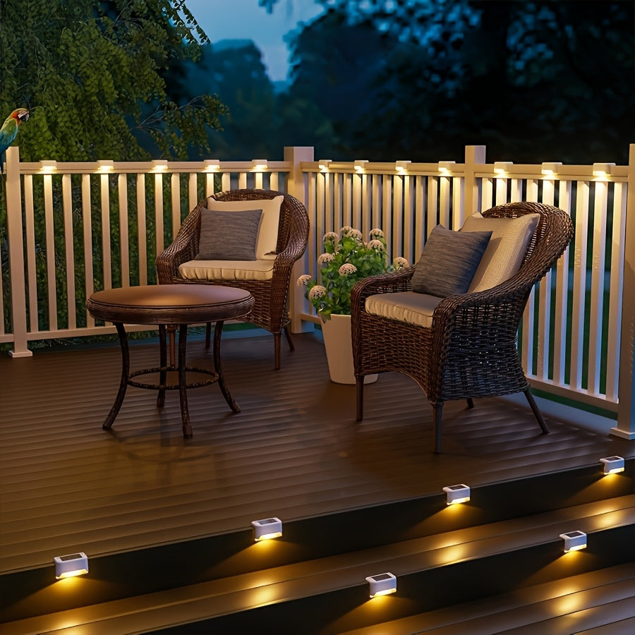 Solar LED Deck Light Multipack with Automatic On-Off, 32 or 64 Piece Options in Black, White or Brown for Patio, Fence, Outdoor Stair and Garden Decoration