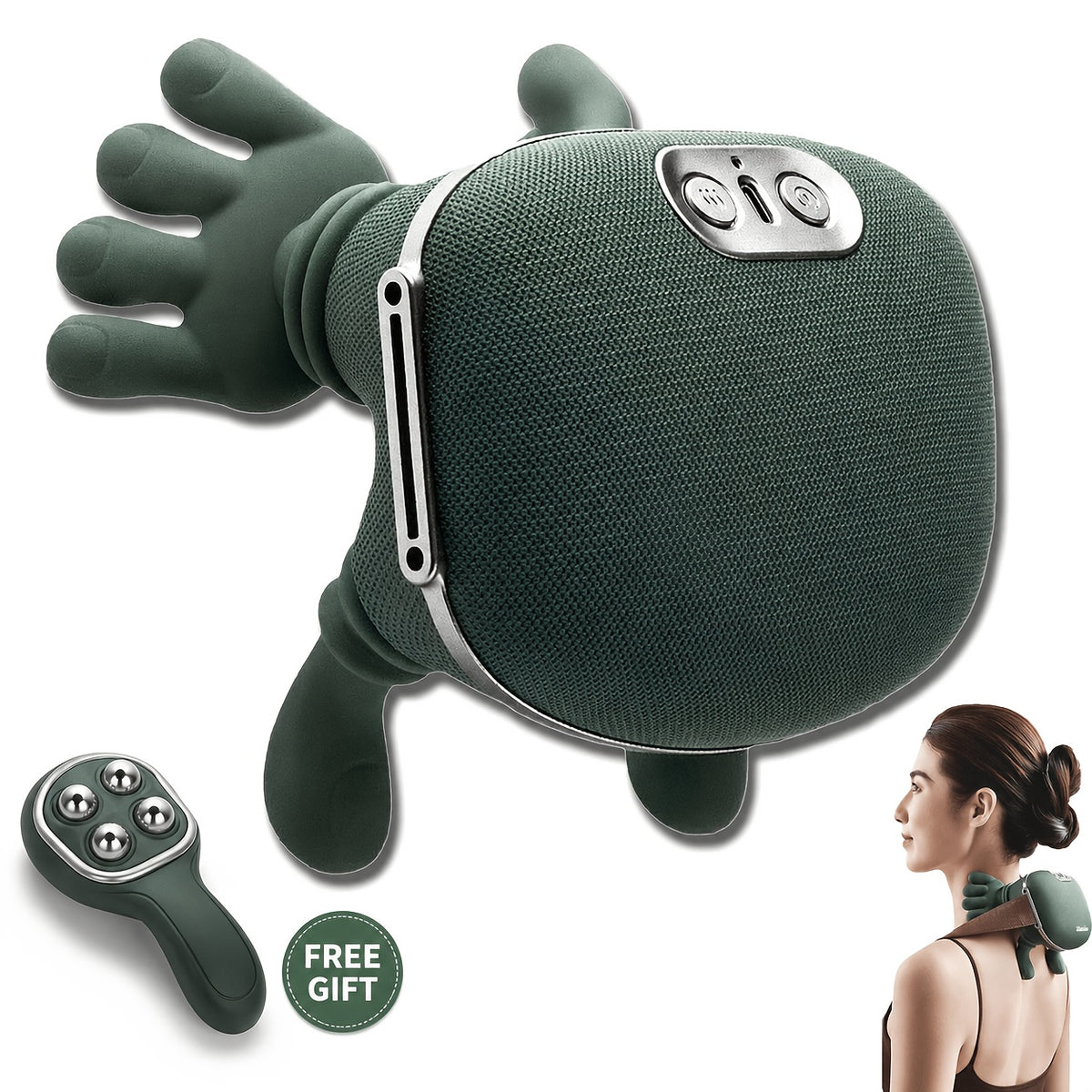 Dual Roller Hand Massager with Heat and Air Compression, Three Listed Modes and Adjustable Intensity, Rechargeable Portable Device in Massager+board Option