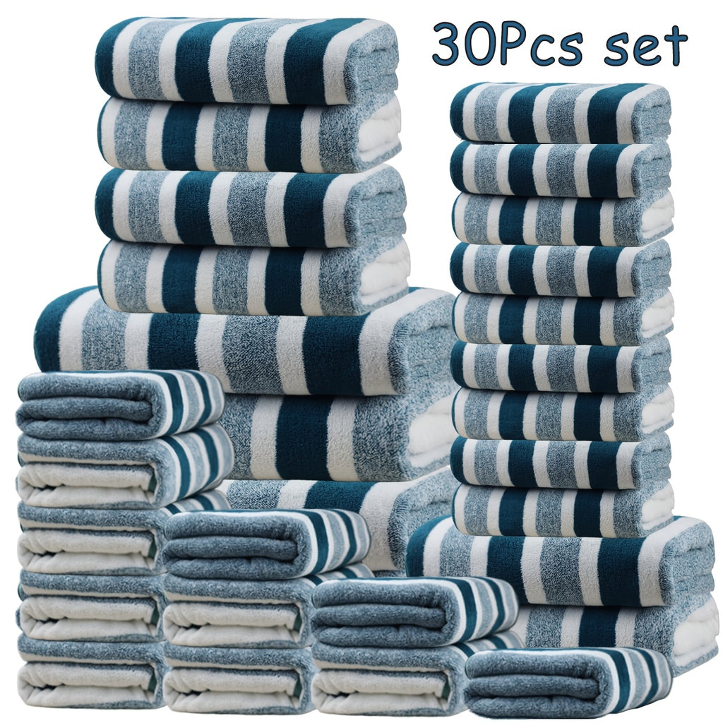 Bath Towel Set with Soft Coral Texture and Listed 30-Piece Quantity, Bright Red, Burgundy, Coffee Color or Purple Choices for Bathroom and Guest Room Routines