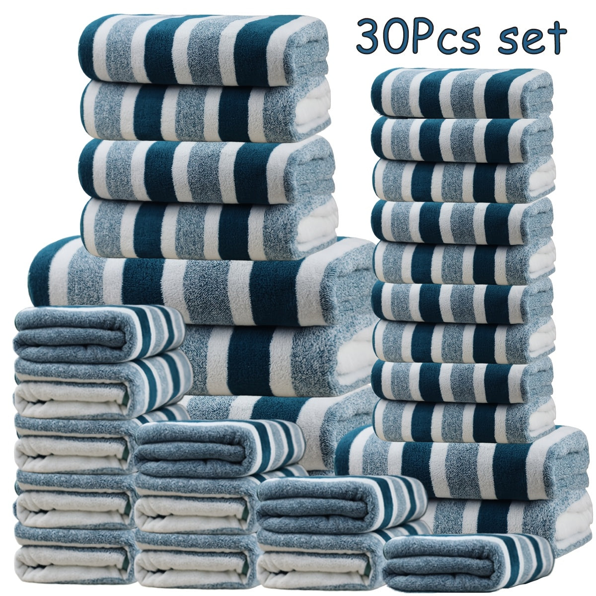 Bath Towel Set with Soft Coral Texture and Listed 30-Piece Quantity, Bright Red, Burgundy, Coffee Color or Purple Choices for Bathroom and Guest Room Routines