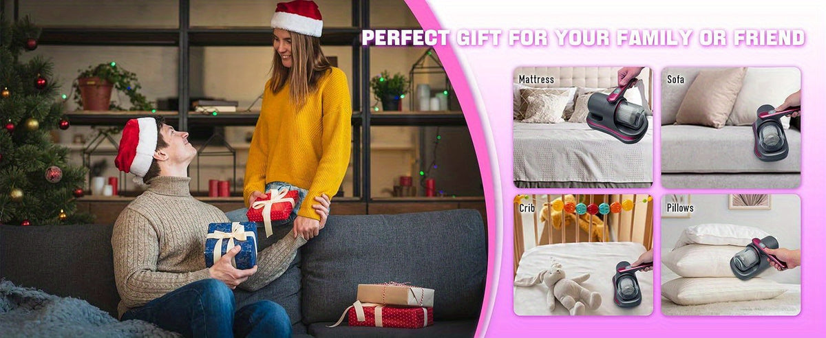 Mattress Vacuum Cleaner in Purple, Cordless Handheld Bed and Sofa Cleaner for Pet Hair, Compatible Upholstery and Carpet Surface Cleaning