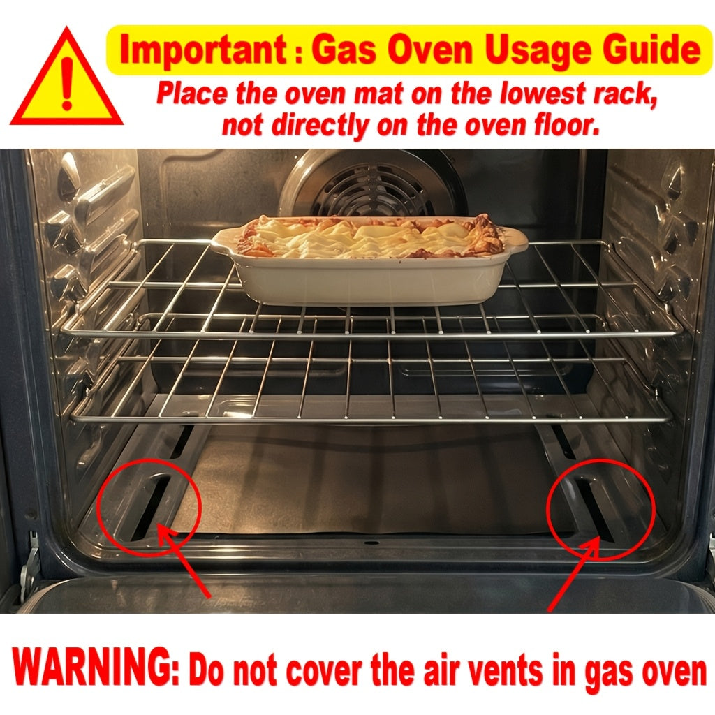 Reusable Oven Liners, 2-Piece Large 17 x 24.5 Inch Nonstick Mat Set for Catching Cooking Drips in Compatible Electric or Gas Ovens with Approved Placement