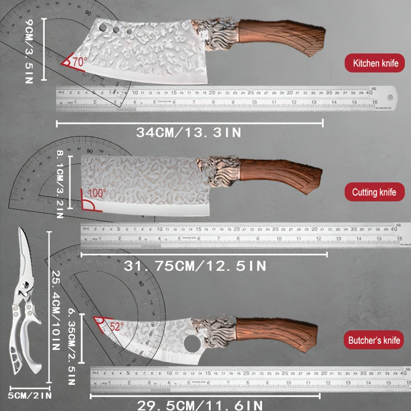 7-Piece Stainless Steel Kitchen Knife Set with Listed Replaceable Blades and Handcrafted Design for Home Cooking, Ingredient Prep and Kitchen Gift Ideas